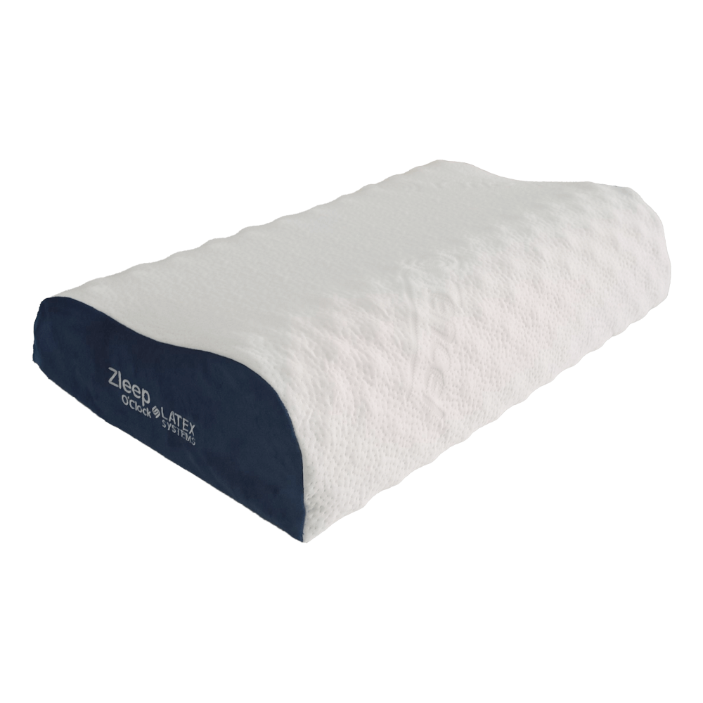 หมอนสุขภาพ ยางพารา ZLEEPO'CLOCK ทรงน้อบบี้ ขนาด60X40X13ซม สีขาว/น้ำเงิน_1